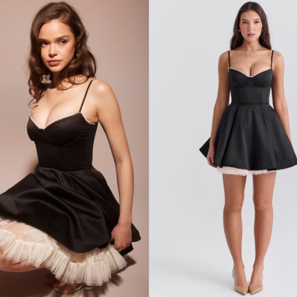 House of CB ‘Minimoiselle’ Black Tulle Mini Dress NWOT